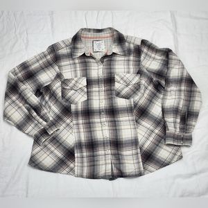 Style & Co. Women's Plus Size Shirt Gray Brown Plaid 2X